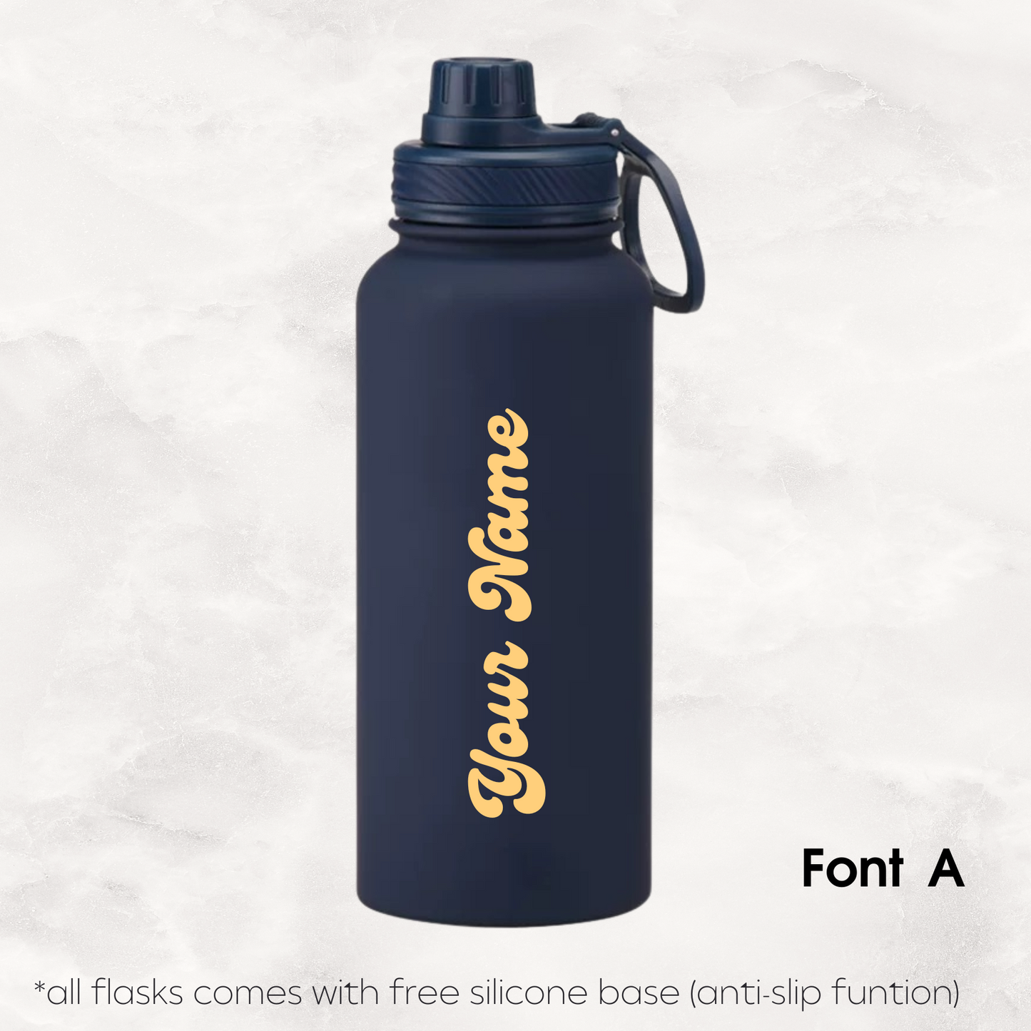Screw Lid Thermos Flask 1000ml - Navy Blue