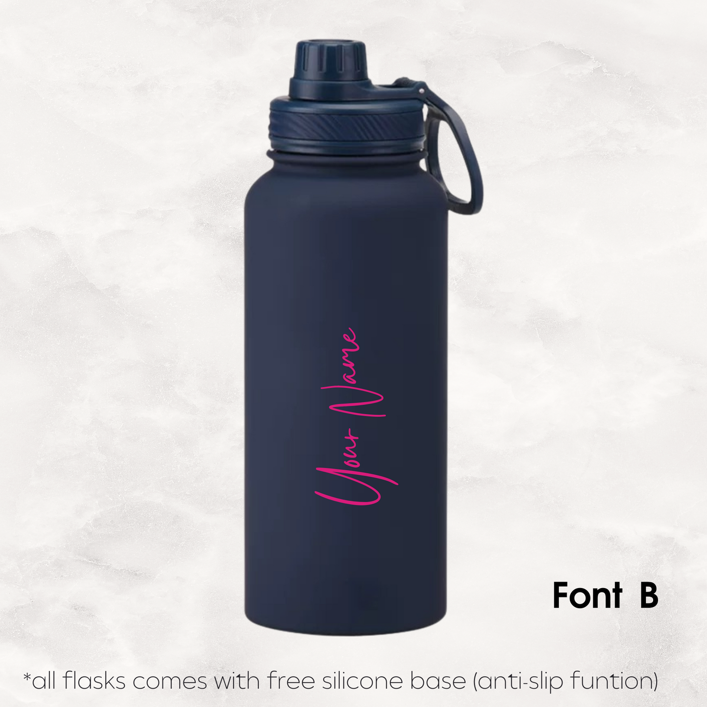 Screw Lid Thermos Flask 1000ml - Navy Blue