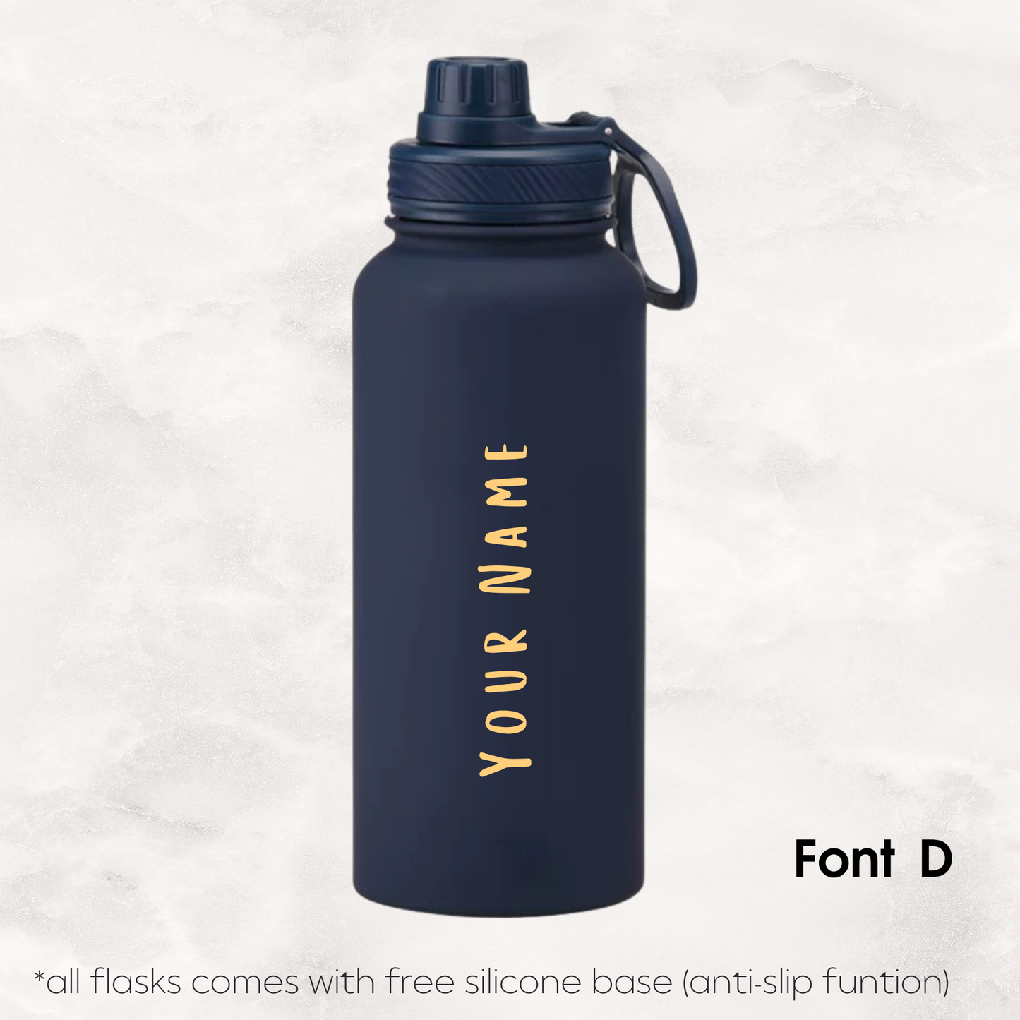 Screw Lid Thermos Flask 1000ml - Navy Blue