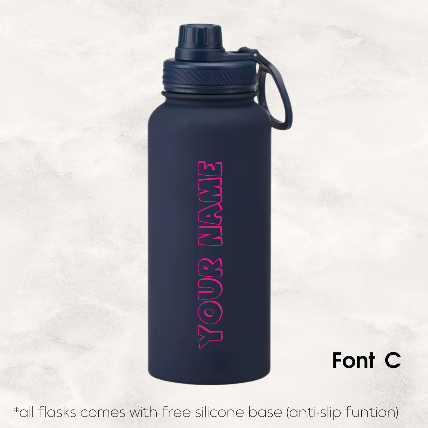 Screw Lid Thermos Flask 1000ml - Navy Blue