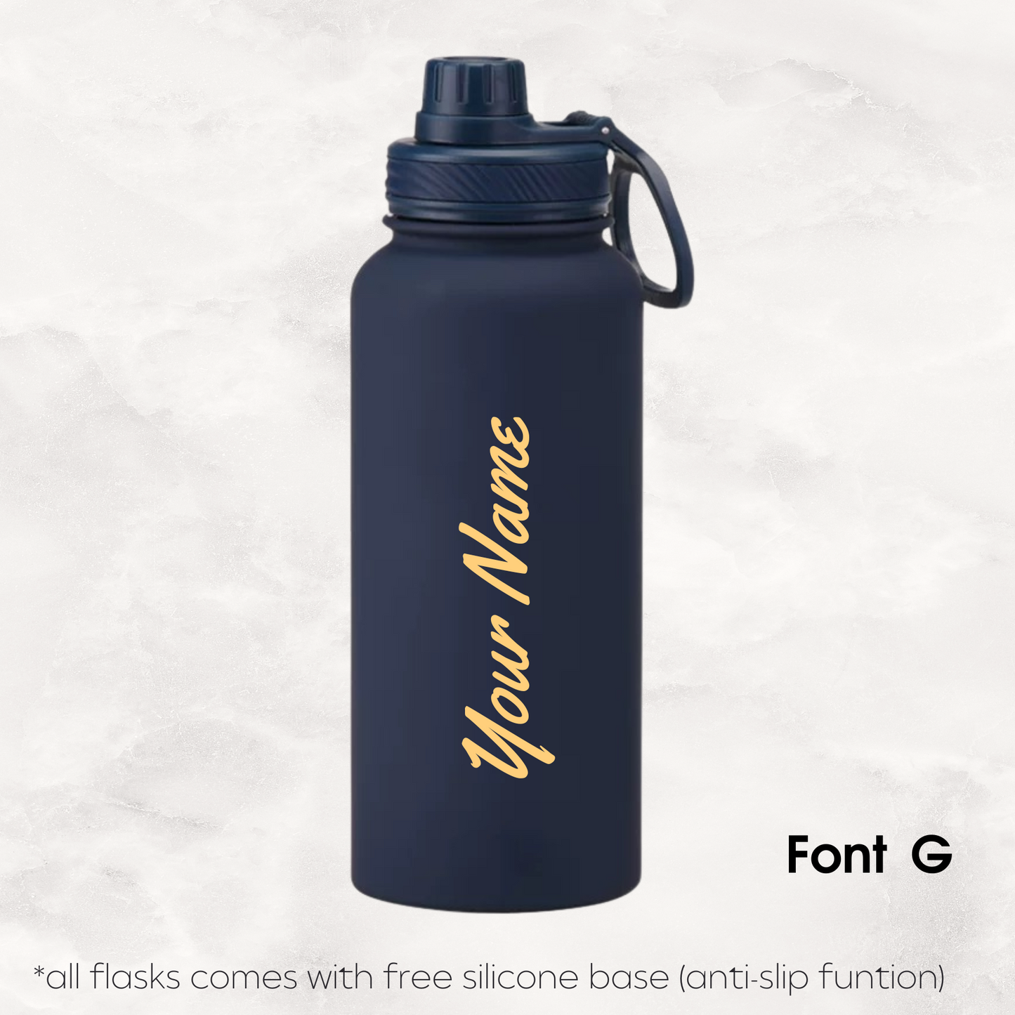 Screw Lid Thermos Flask 1000ml - Navy Blue