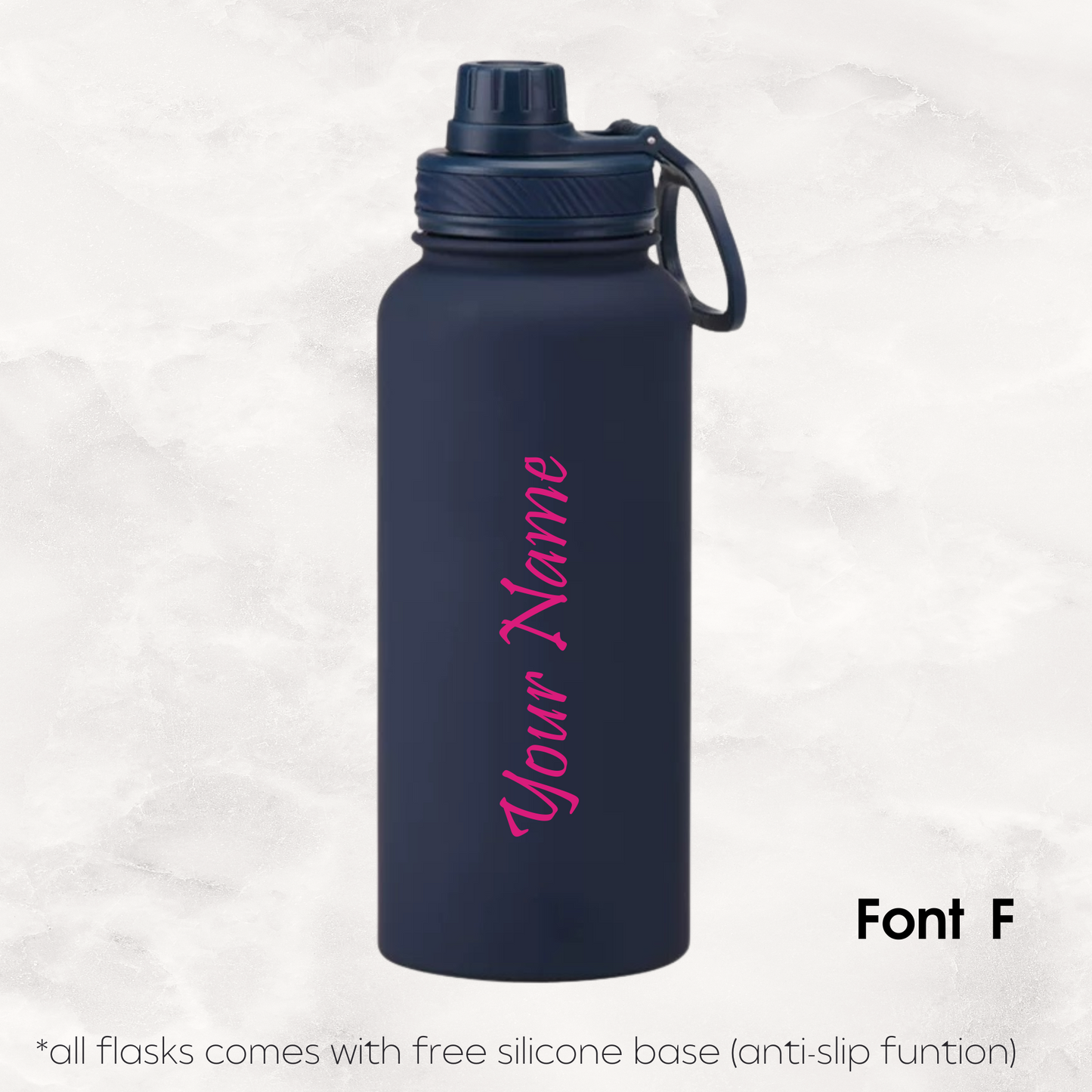 Screw Lid Thermos Flask 1000ml - Navy Blue