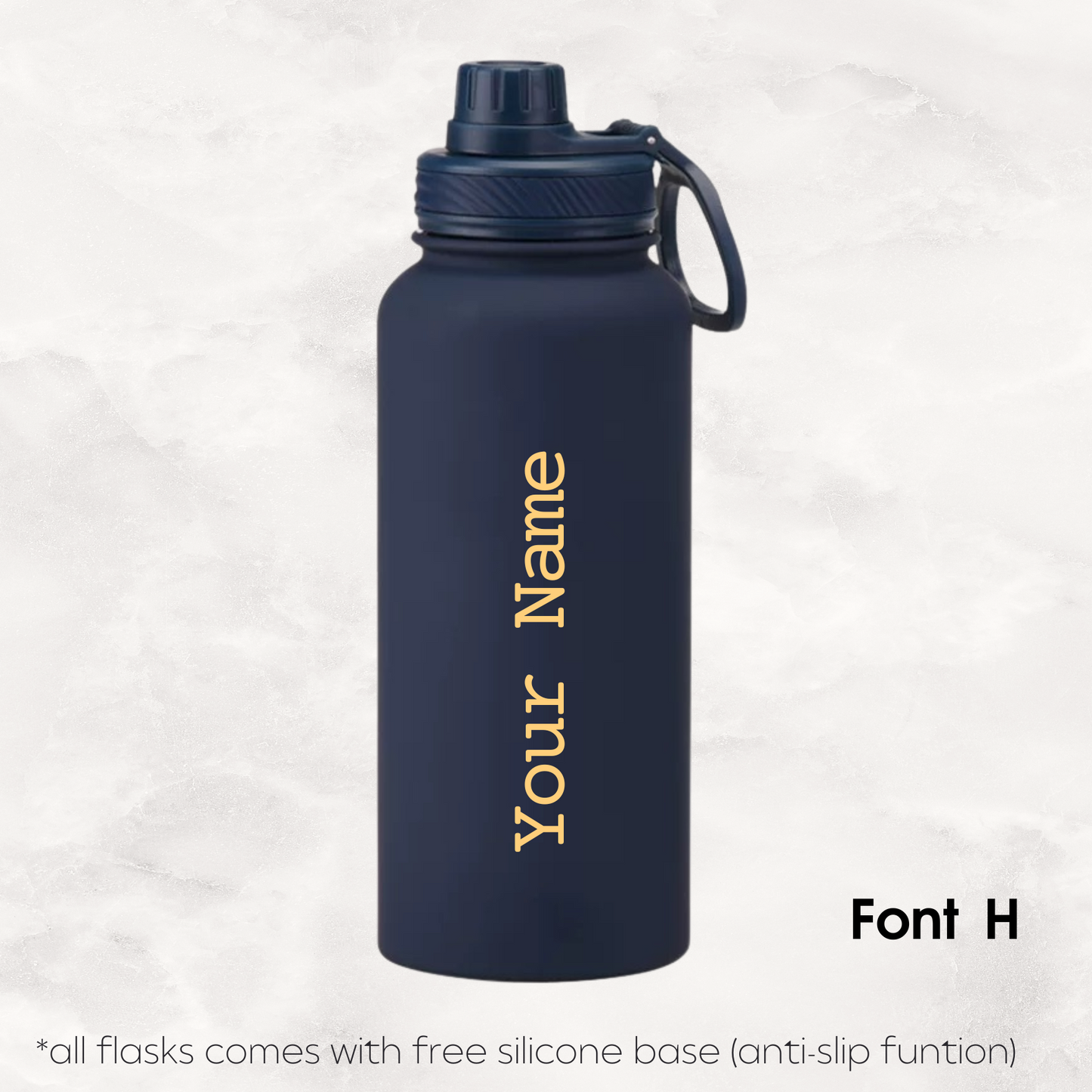 Screw Lid Thermos Flask 1000ml - Navy Blue