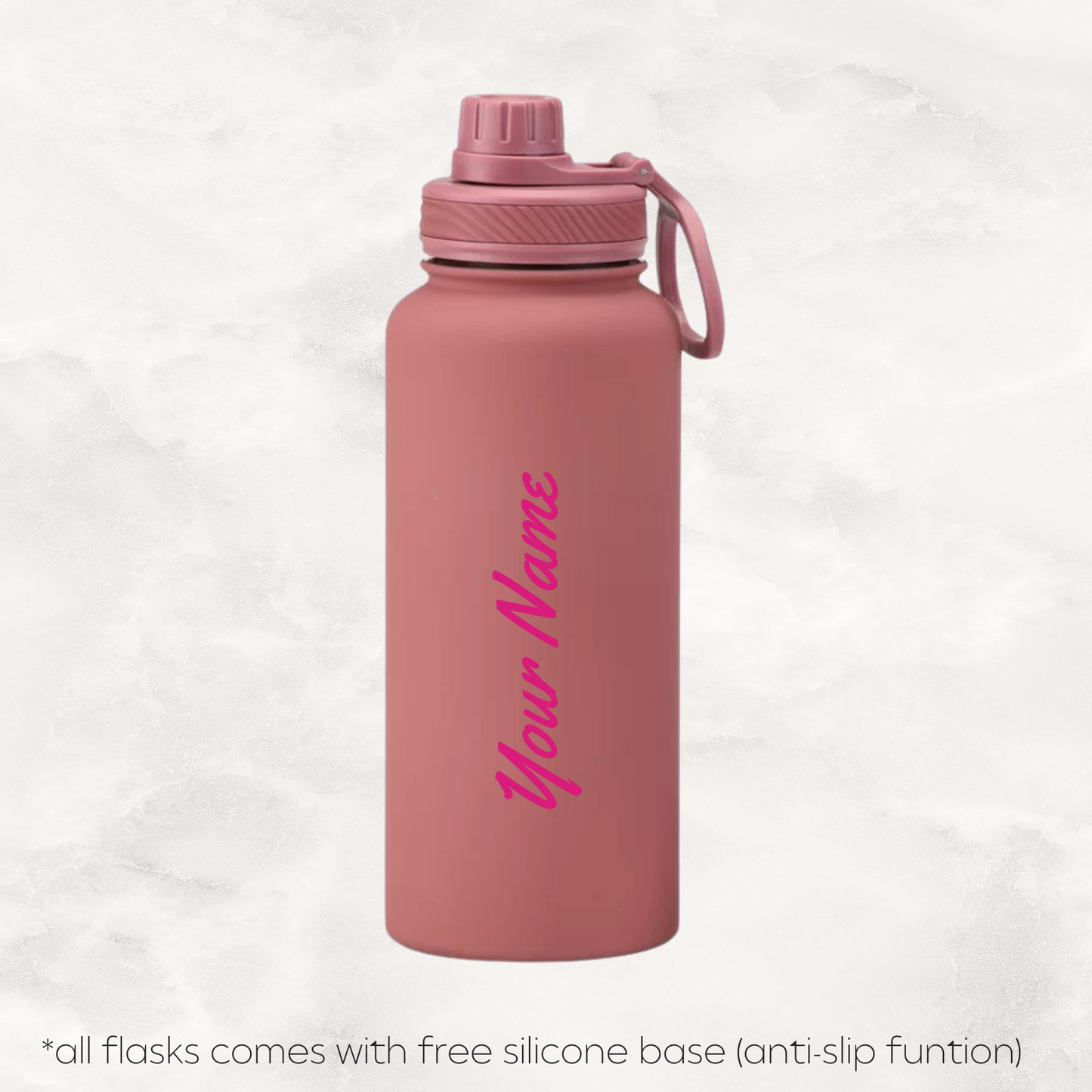 Screw Lid Thermos Flask 1000ml - Smoke Pink
