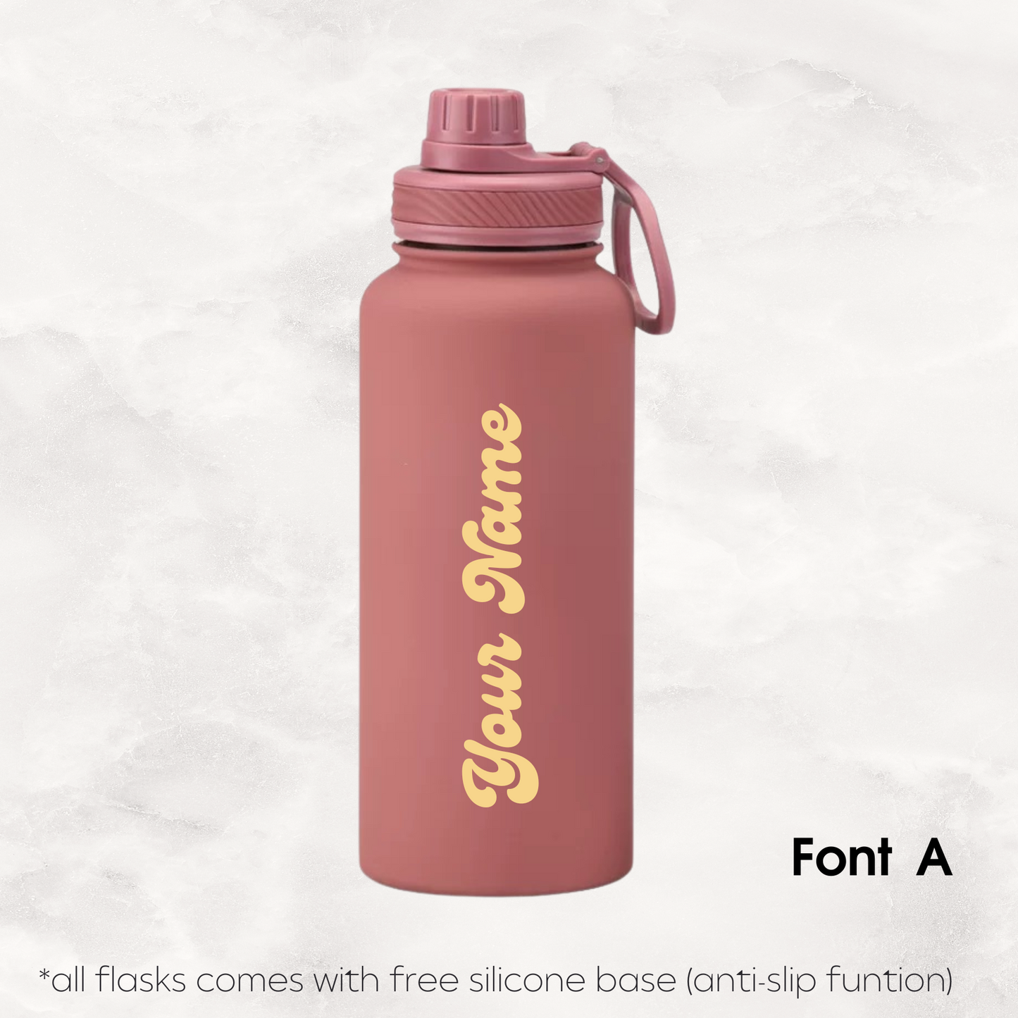 Screw Lid Thermos Flask 1000ml - Smoke Pink