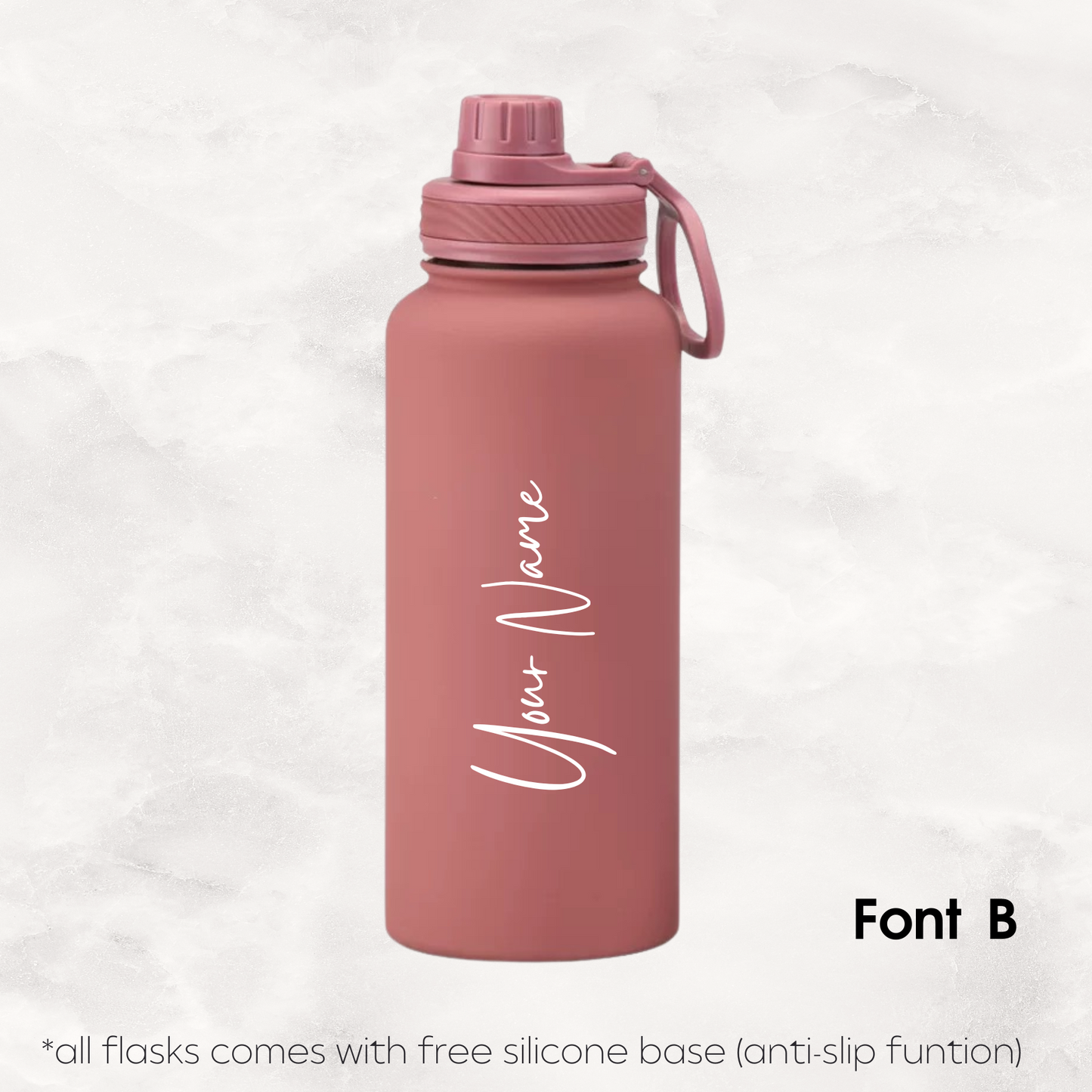 Screw Lid Thermos Flask 1000ml - Smoke Pink