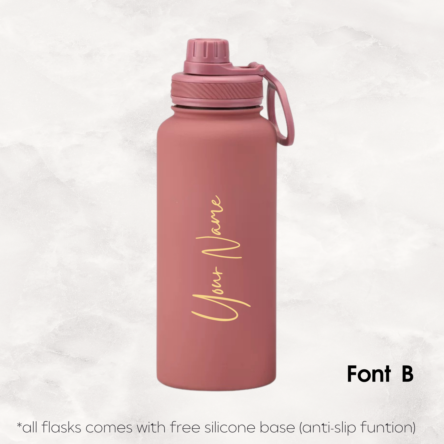 Screw Lid Thermos Flask 1000ml - Smoke Pink