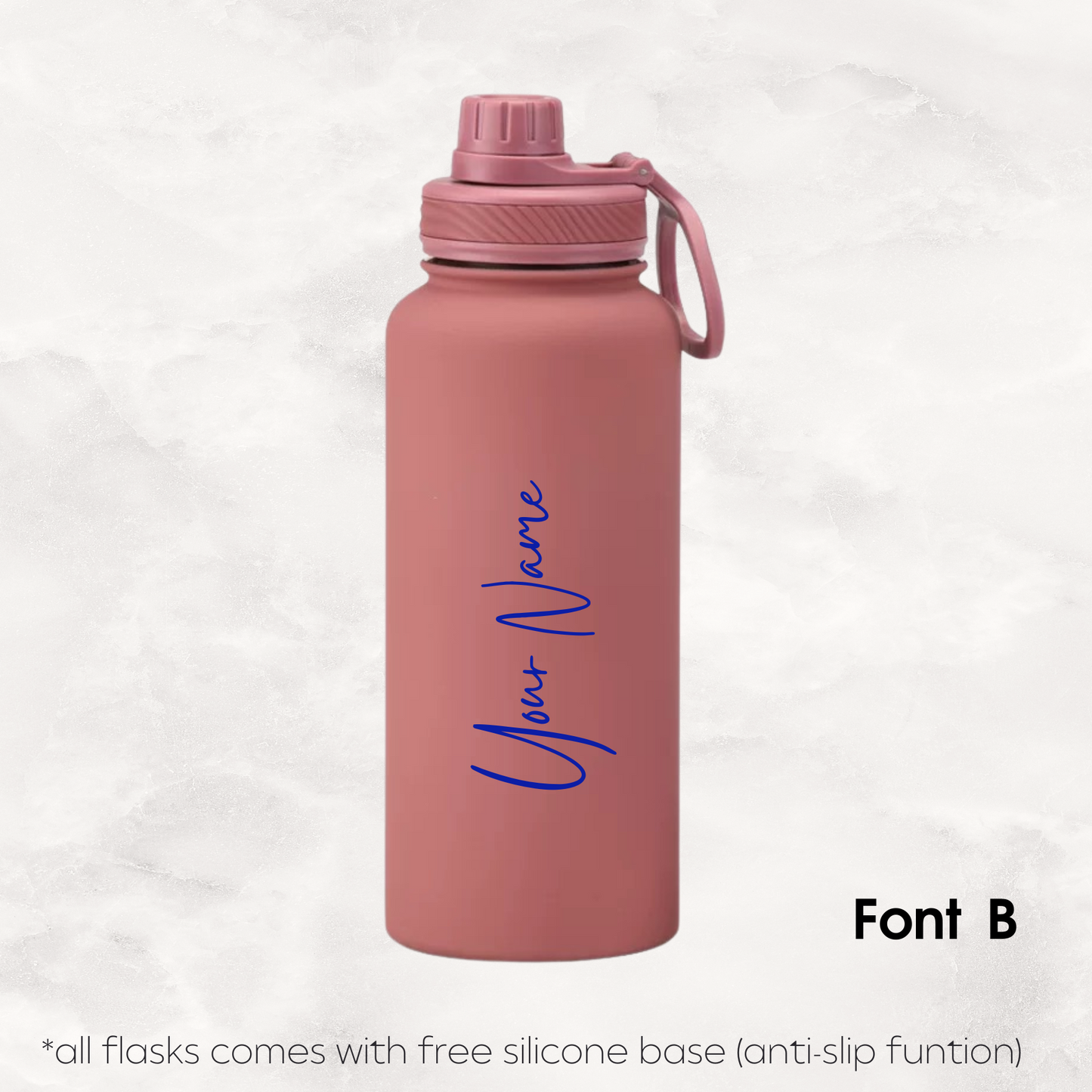 Screw Lid Thermos Flask 1000ml - Smoke Pink