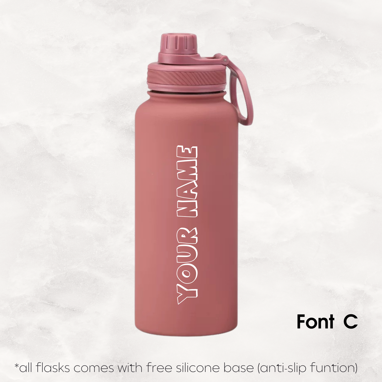 Screw Lid Thermos Flask 1000ml - Smoke Pink