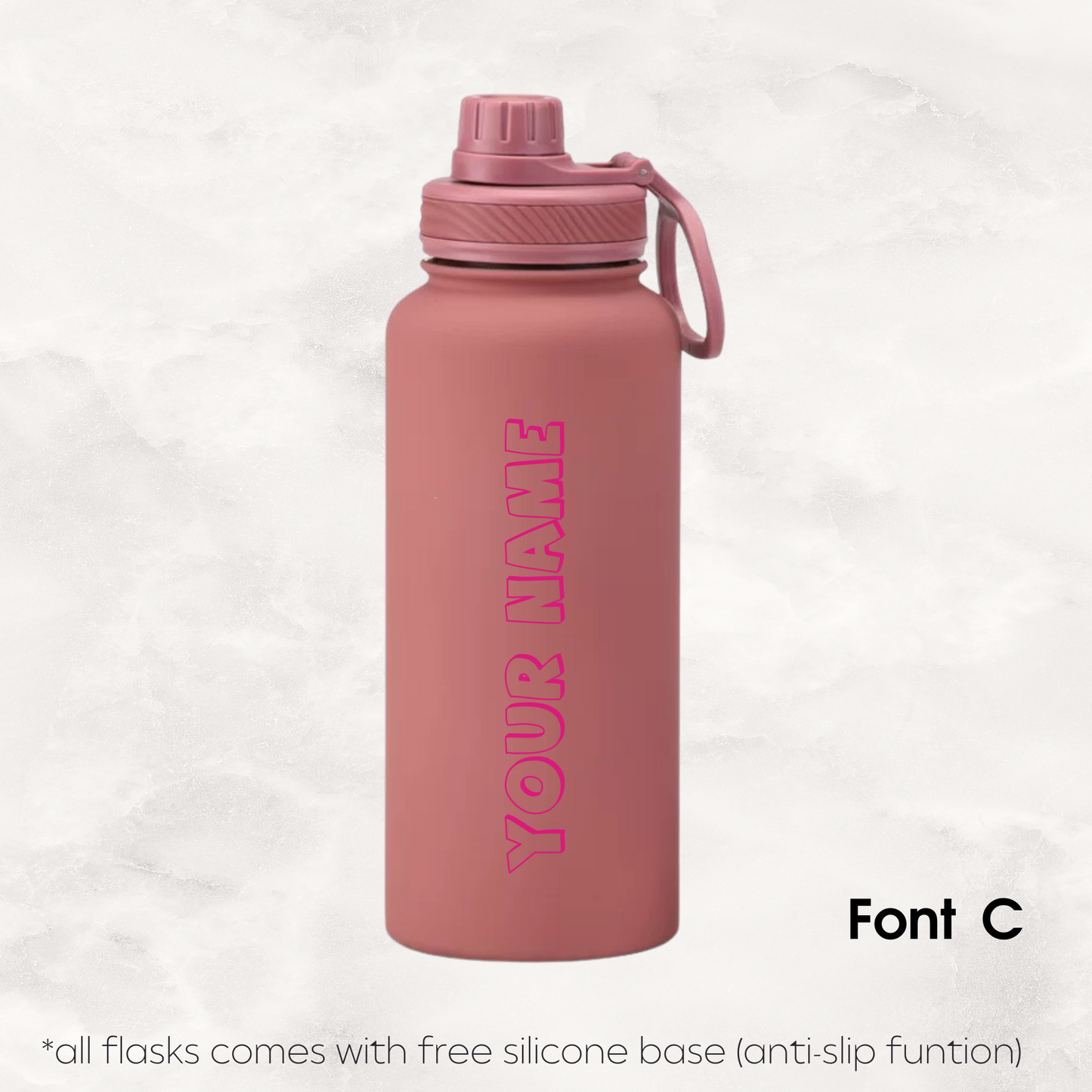 Screw Lid Thermos Flask 1000ml - Smoke Pink