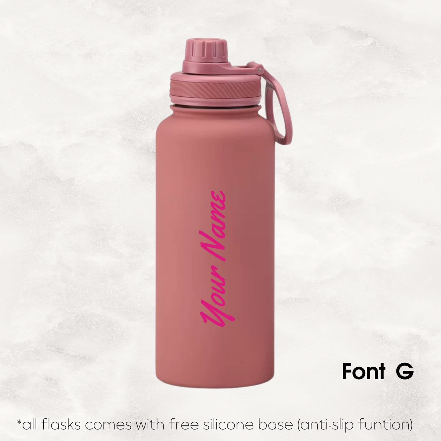 Screw Lid Thermos Flask 1000ml - Smoke Pink
