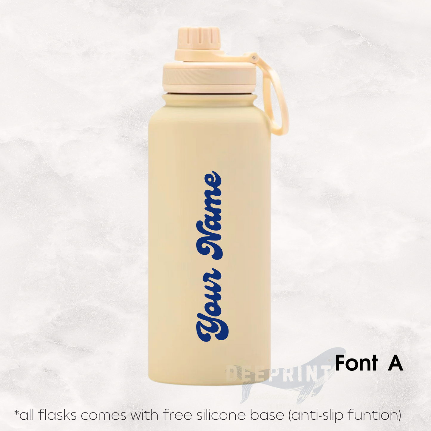 Screw Lid Thermos Flask 1000ml - Cream