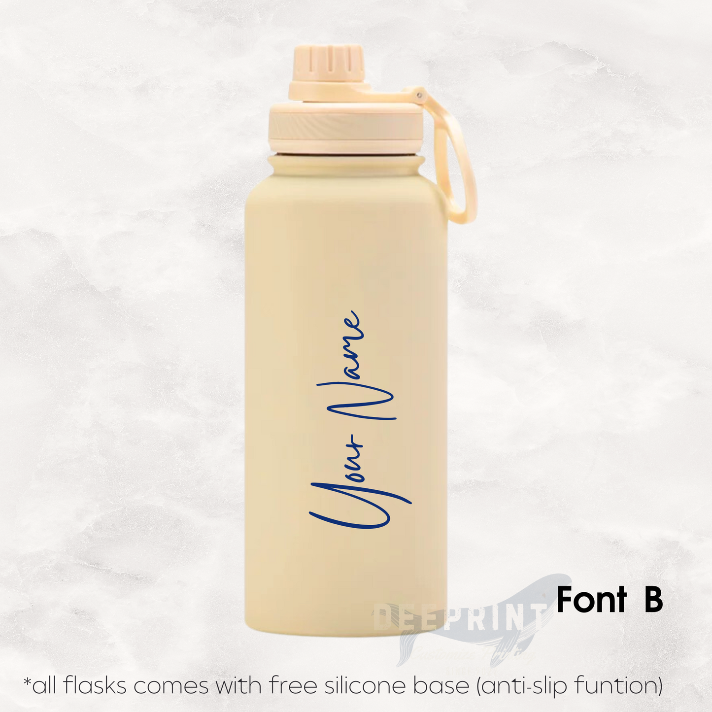 Screw Lid Thermos Flask 1000ml - Cream