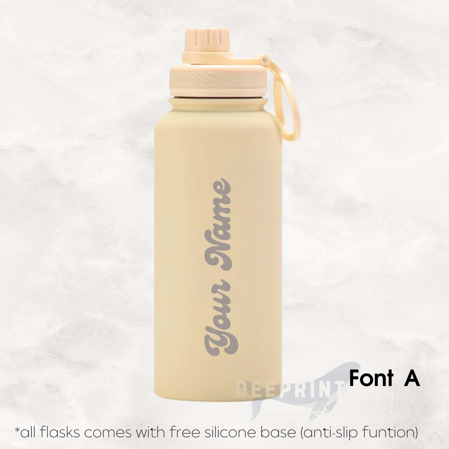 Screw Lid Thermos Flask 1000ml - Cream