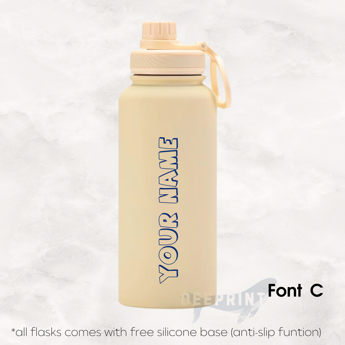 Screw Lid Thermos Flask 1000ml - Cream