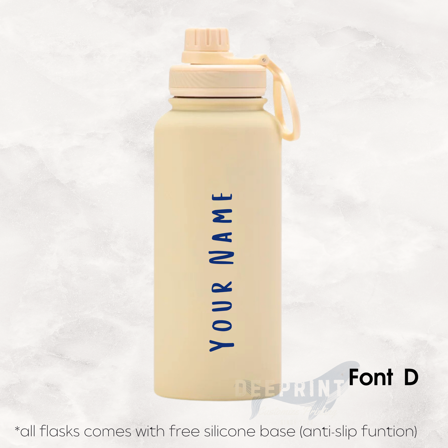 Screw Lid Thermos Flask 1000ml - Cream