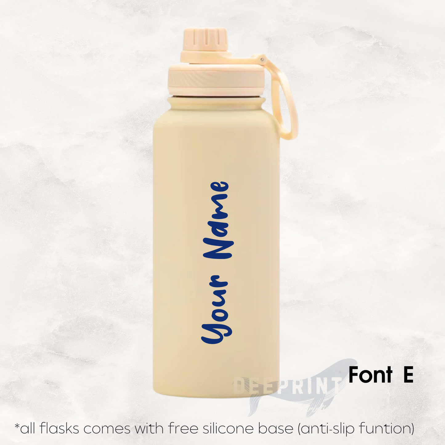 Screw Lid Thermos Flask 1000ml - Cream