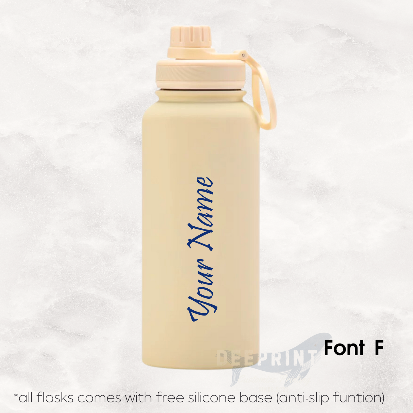 Screw Lid Thermos Flask 1000ml - Cream