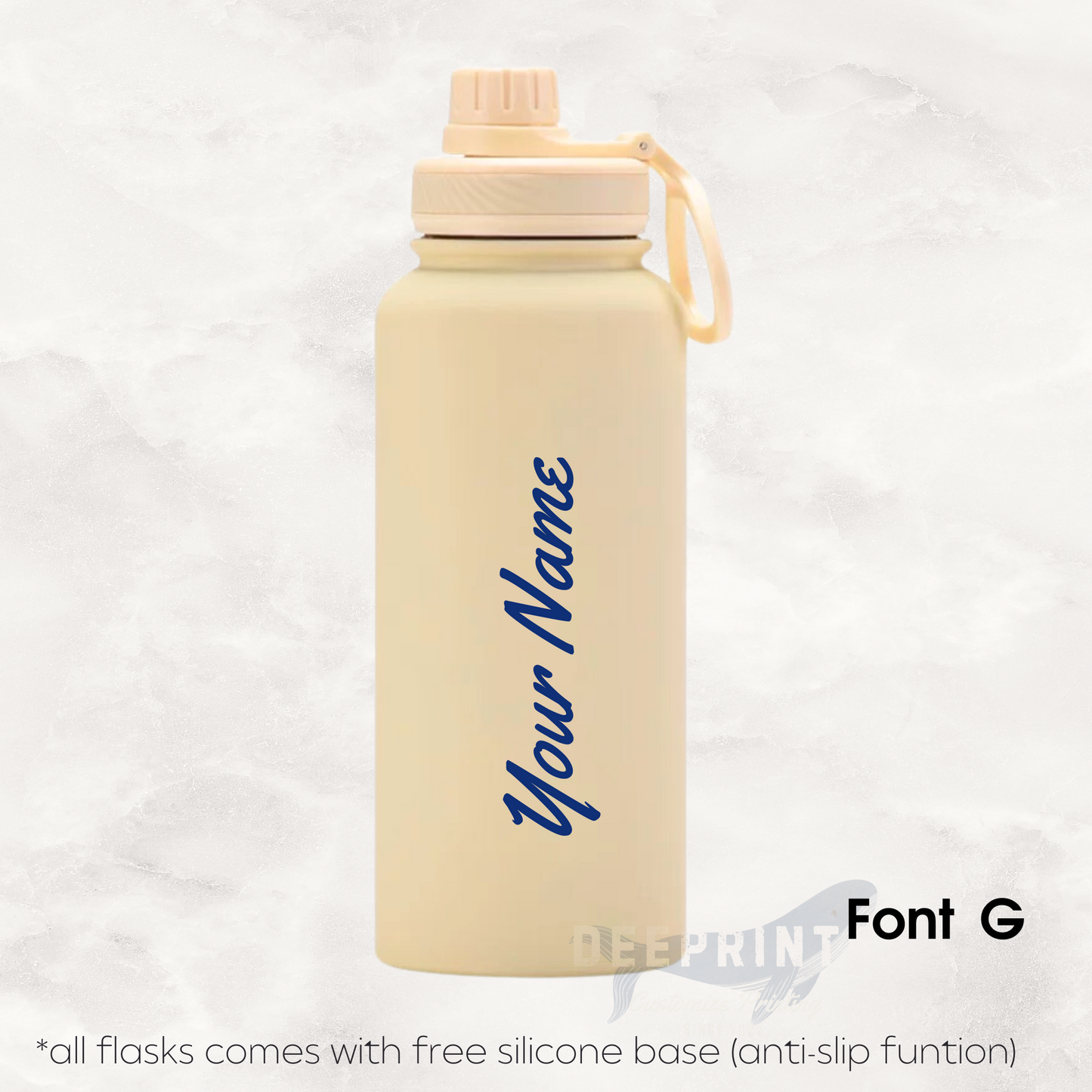 Screw Lid Thermos Flask 1000ml - Cream