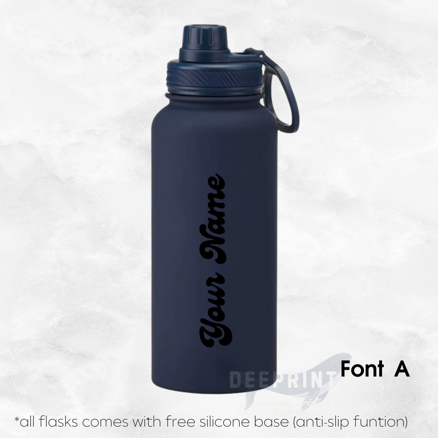 Screw Lid Thermos Flask 1000ml - Navy Blue
