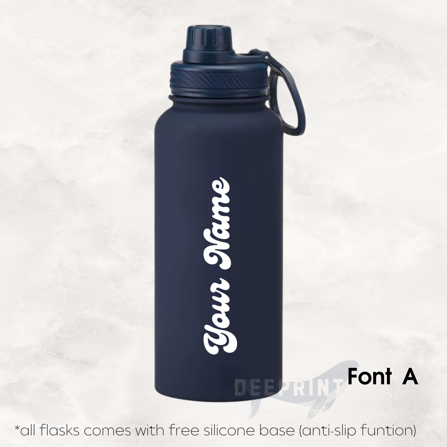 Screw Lid Thermos Flask 1000ml - Navy Blue