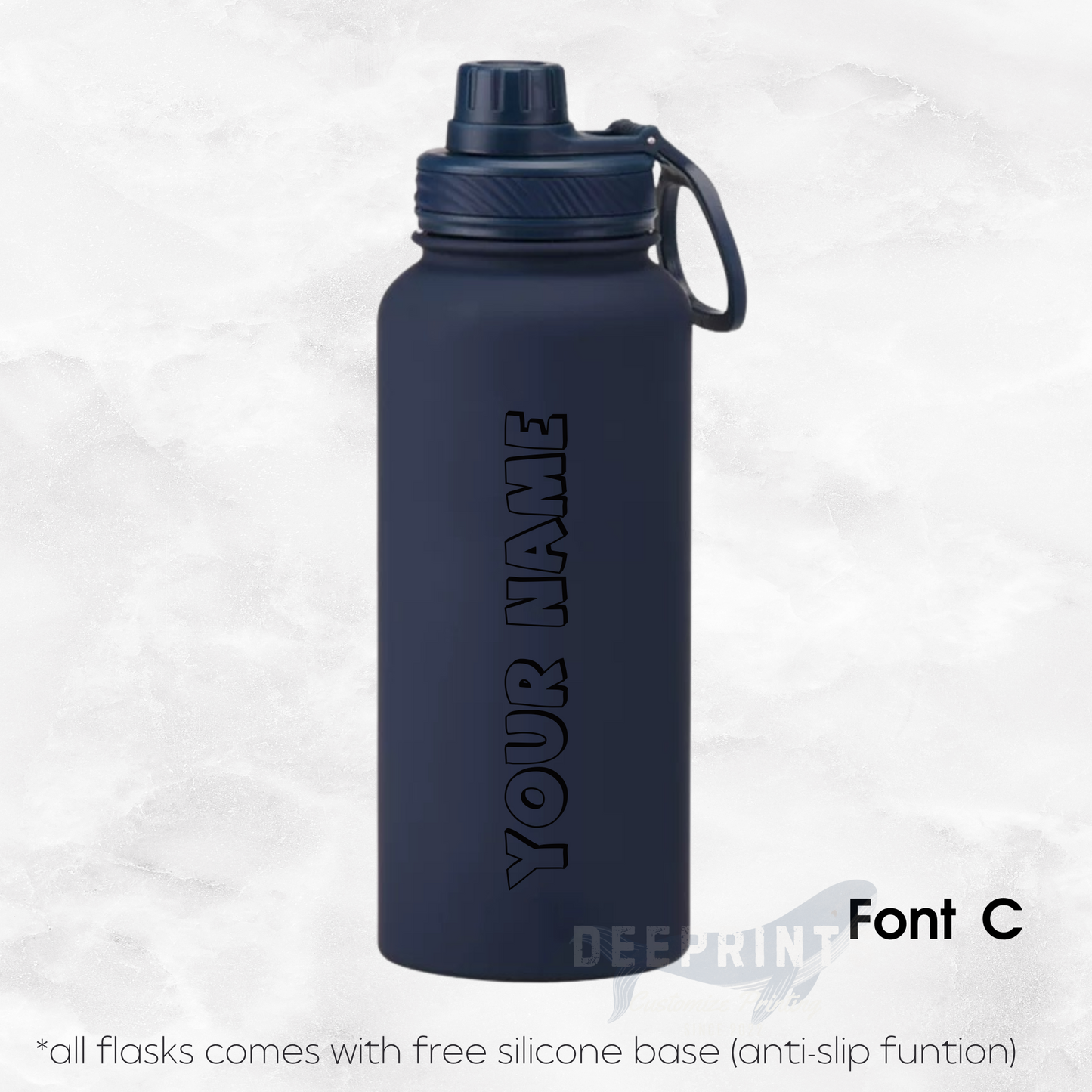 Screw Lid Thermos Flask 1000ml - Navy Blue
