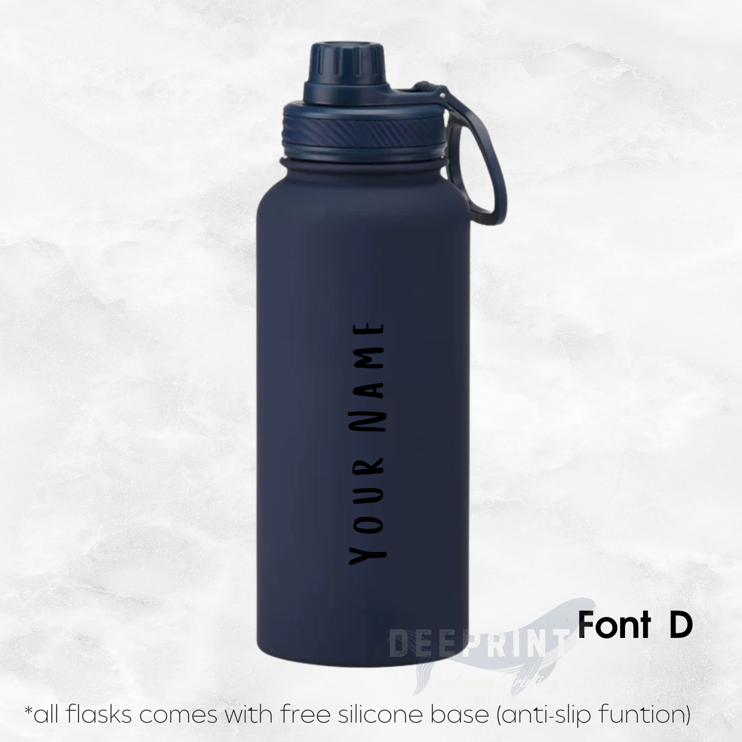 Screw Lid Thermos Flask 1000ml - Navy Blue