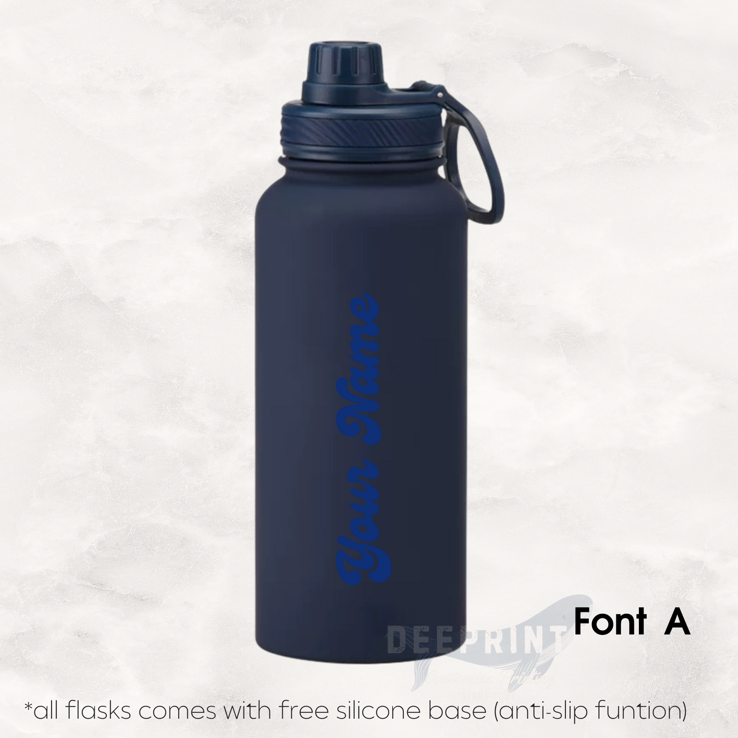 Screw Lid Thermos Flask 1000ml - Navy Blue