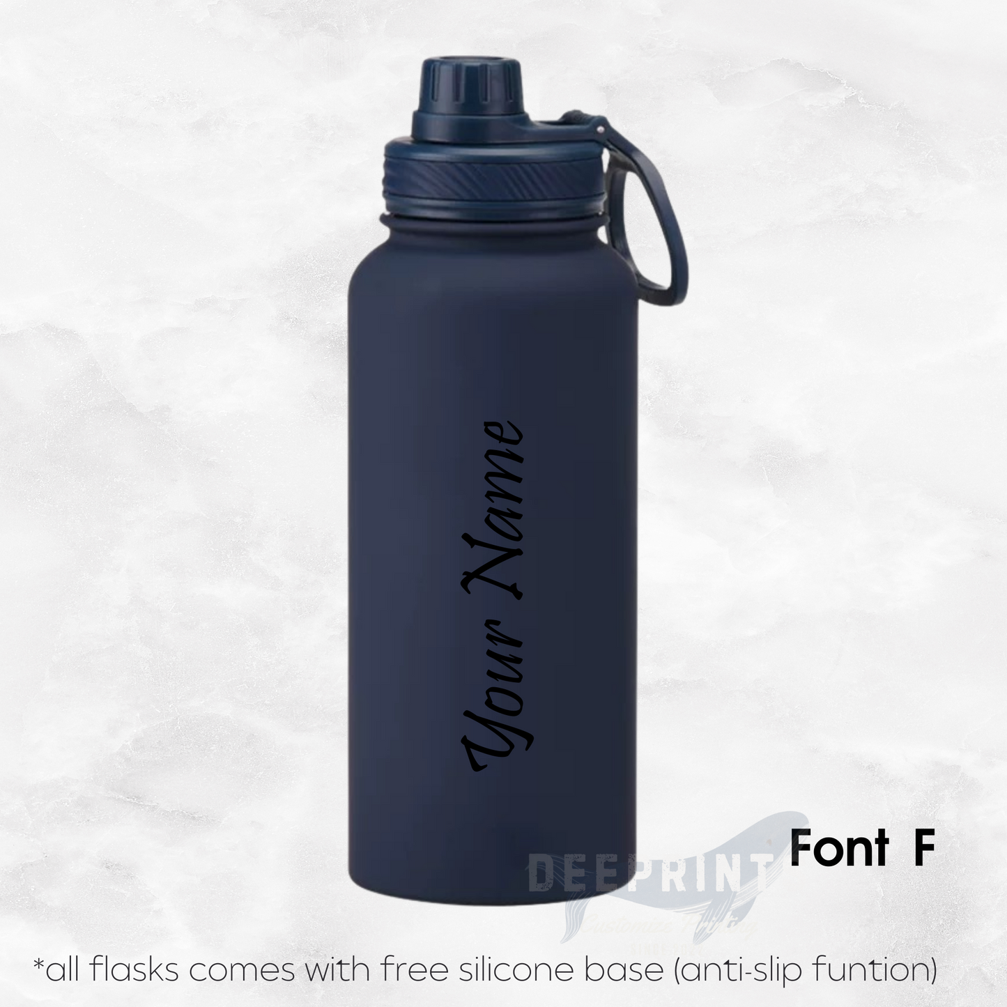 Screw Lid Thermos Flask 1000ml - Navy Blue