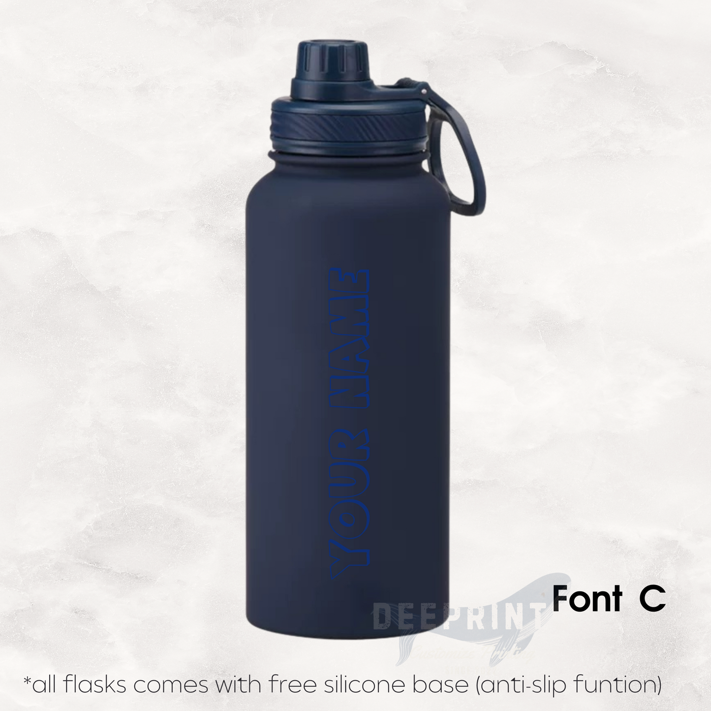 Screw Lid Thermos Flask 1000ml - Navy Blue