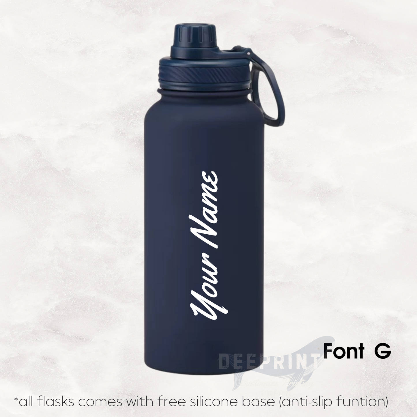 Screw Lid Thermos Flask 1000ml - Navy Blue