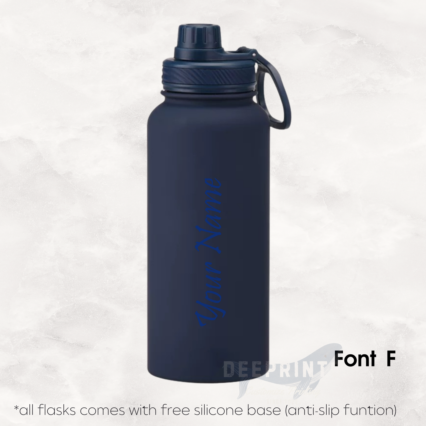 Screw Lid Thermos Flask 1000ml - Navy Blue