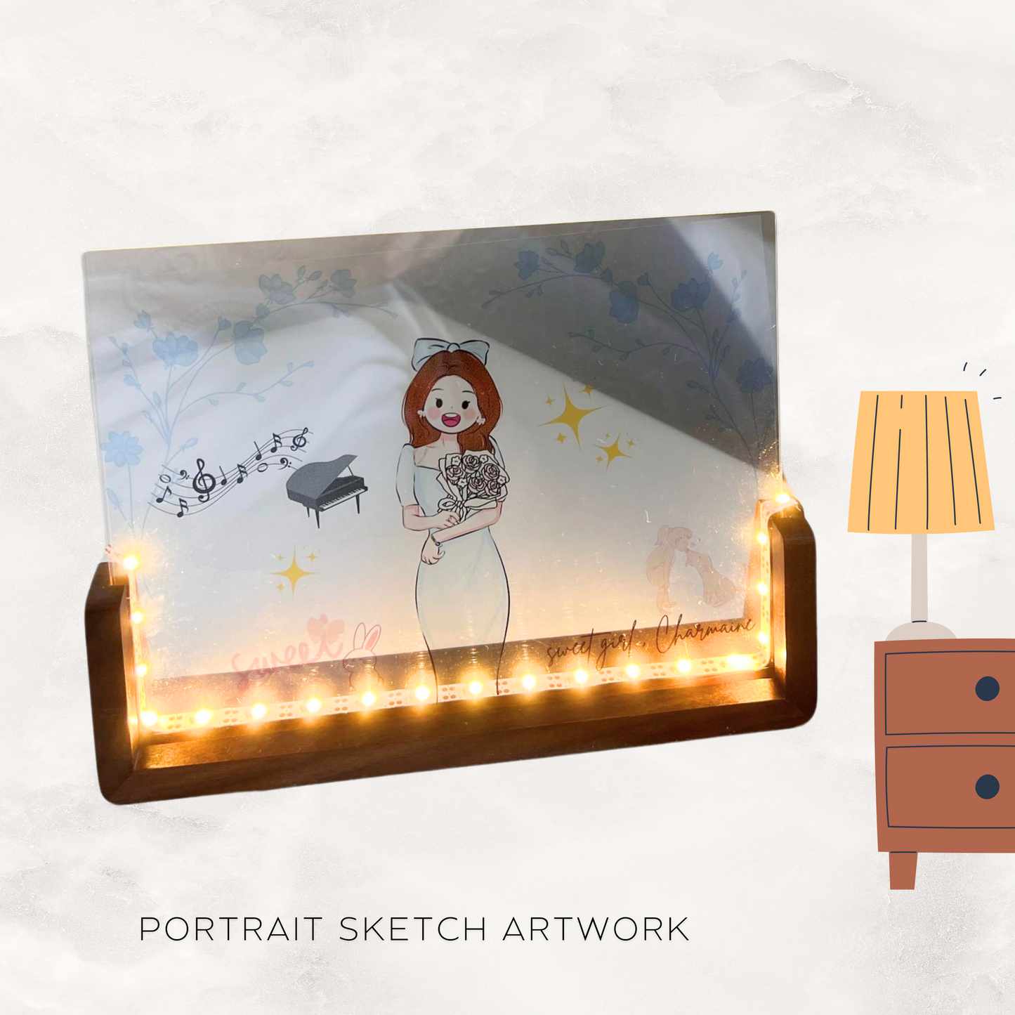 Transparent Film Frame Bedside Lamp - Sketch Your Portrait Artwork