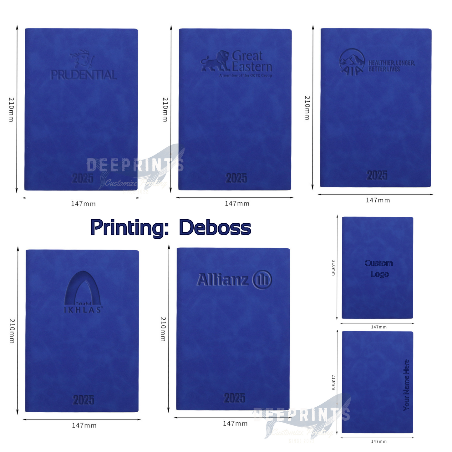 PU Notebook - Gold Foil Personalized Name - Blue