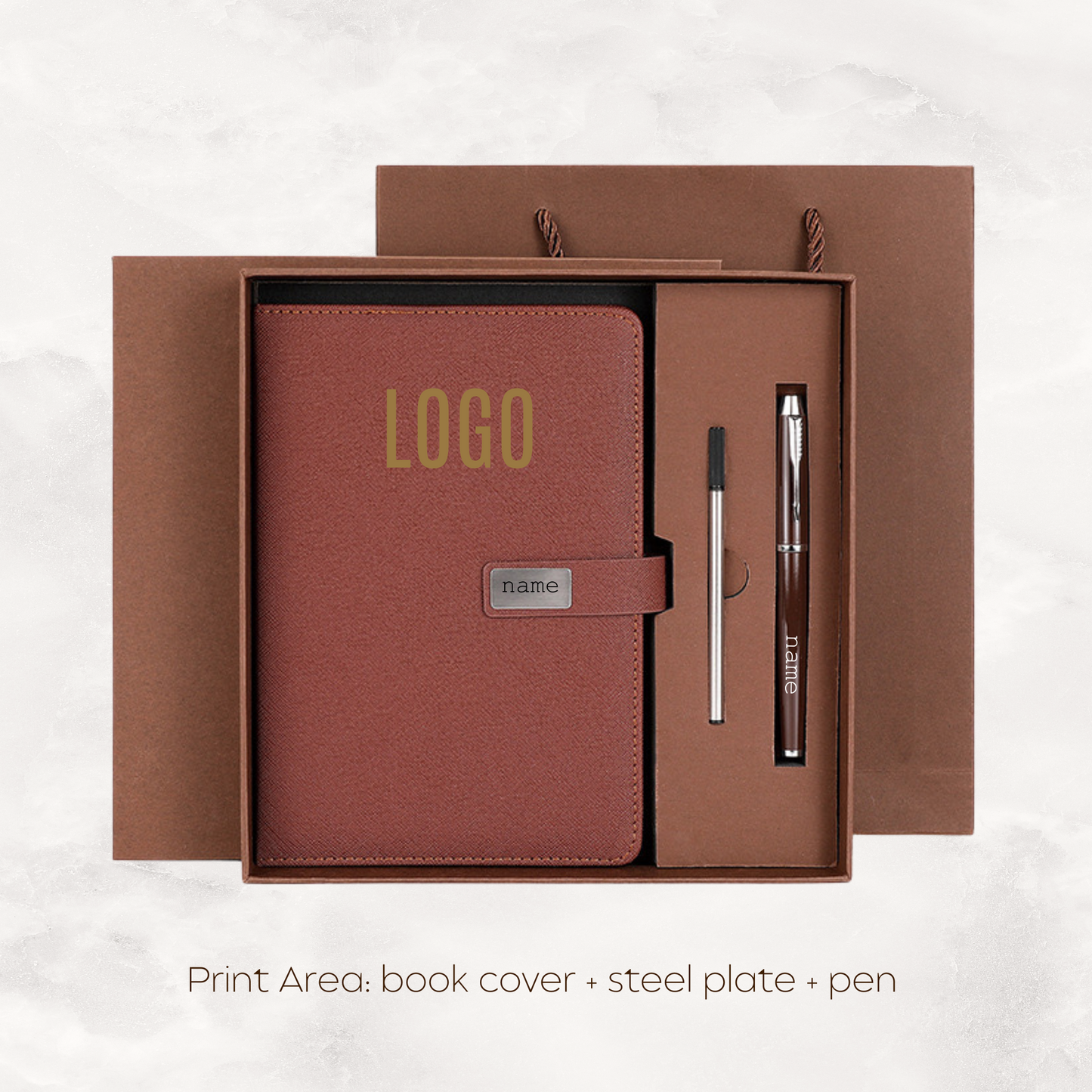 Notebook Premium Set - Gift Box Paper Bag - Brown