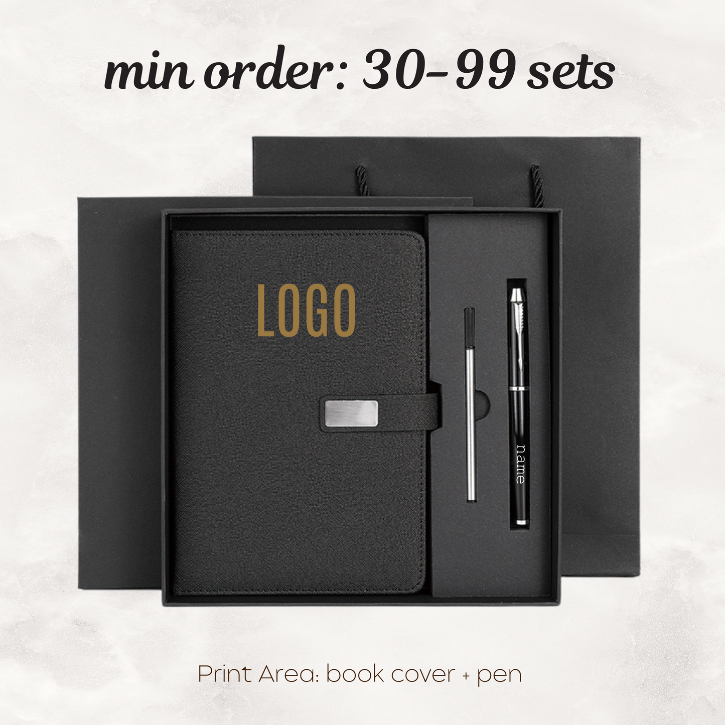 Notebook Premium Set - Gift Box Paper Bag - Black