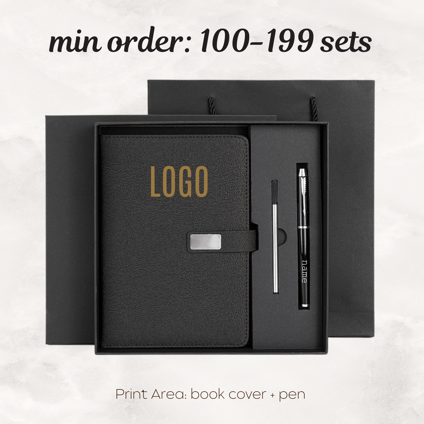 Notebook Premium Set - Gift Box Paper Bag - Black