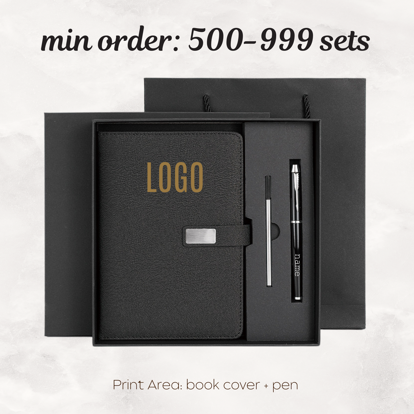 Notebook Premium Set - Gift Box Paper Bag - Black