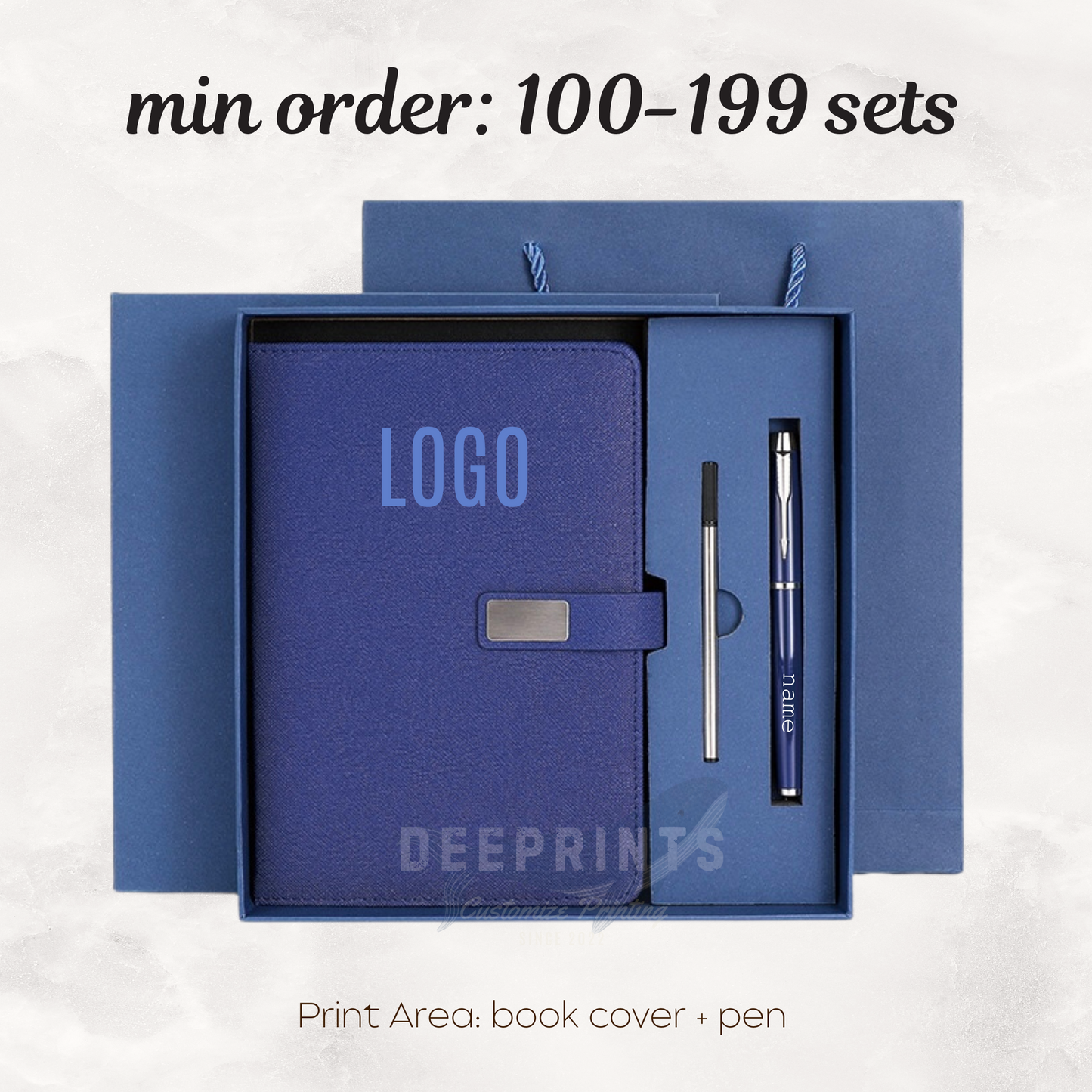 Notebook Premium Set - Gift Box Paper Bag - Navy Blue