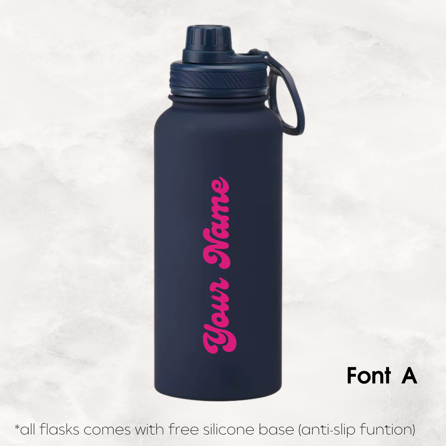 Screw Lid Thermos Flask 1000ml - Navy Blue