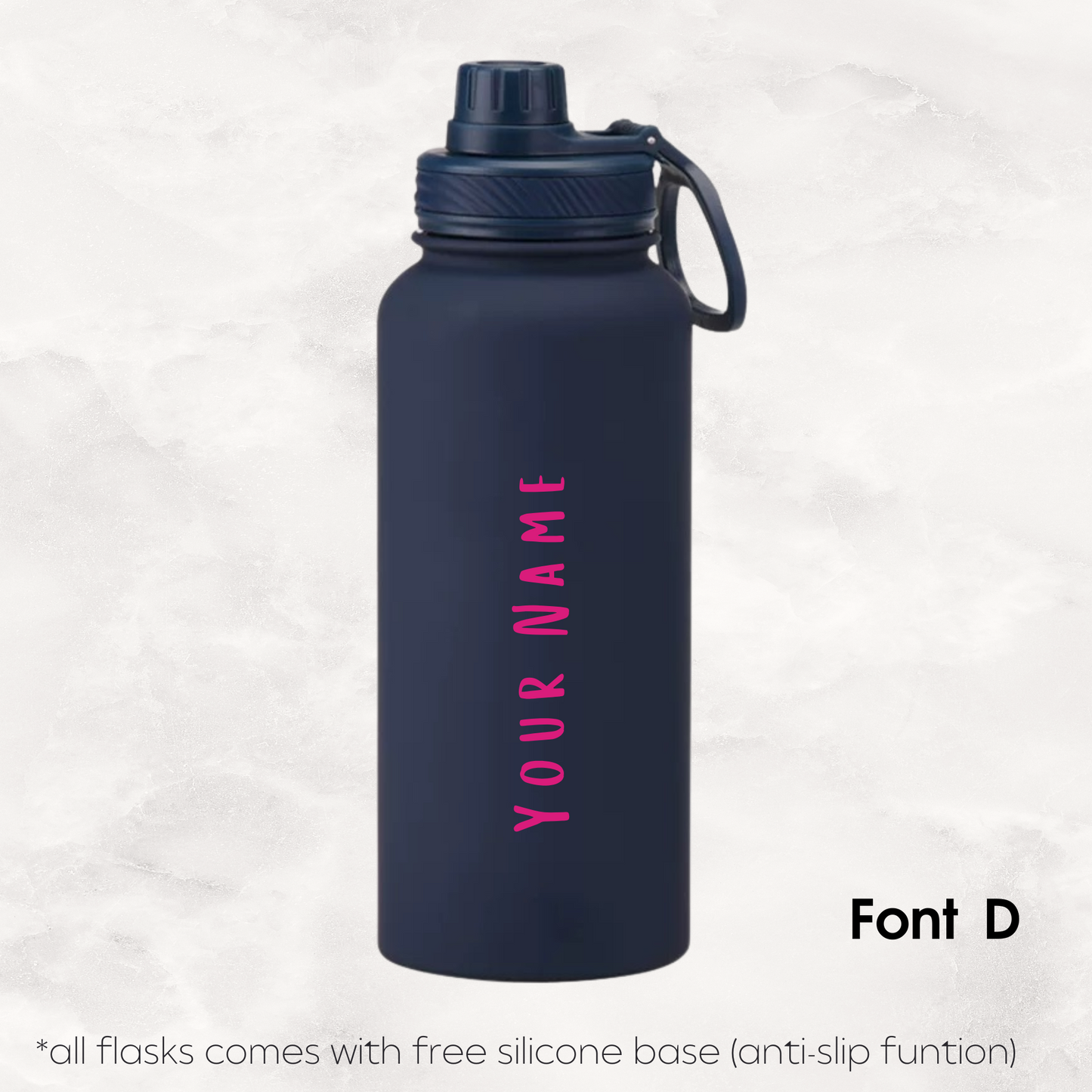 Screw Lid Thermos Flask 1000ml - Navy Blue