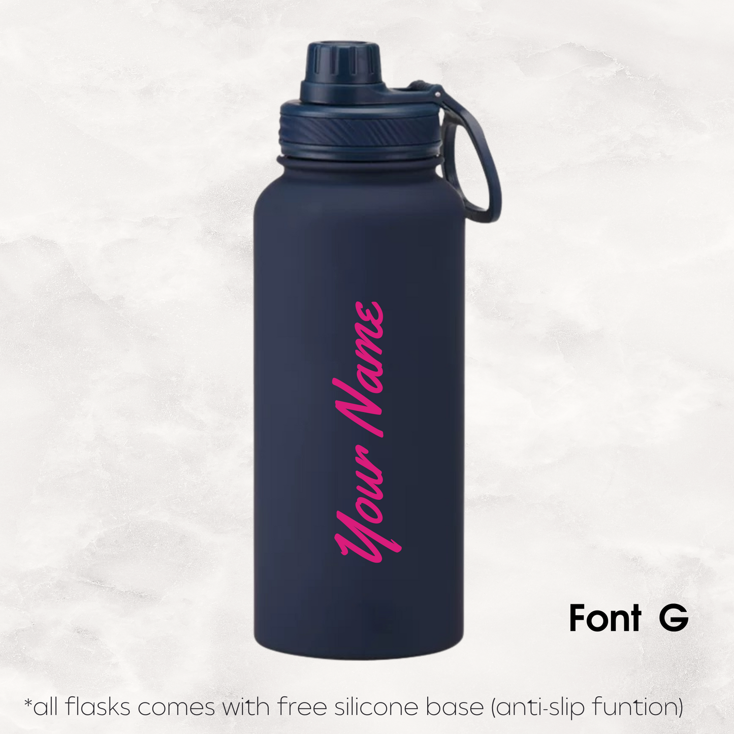 Screw Lid Thermos Flask 1000ml - Navy Blue
