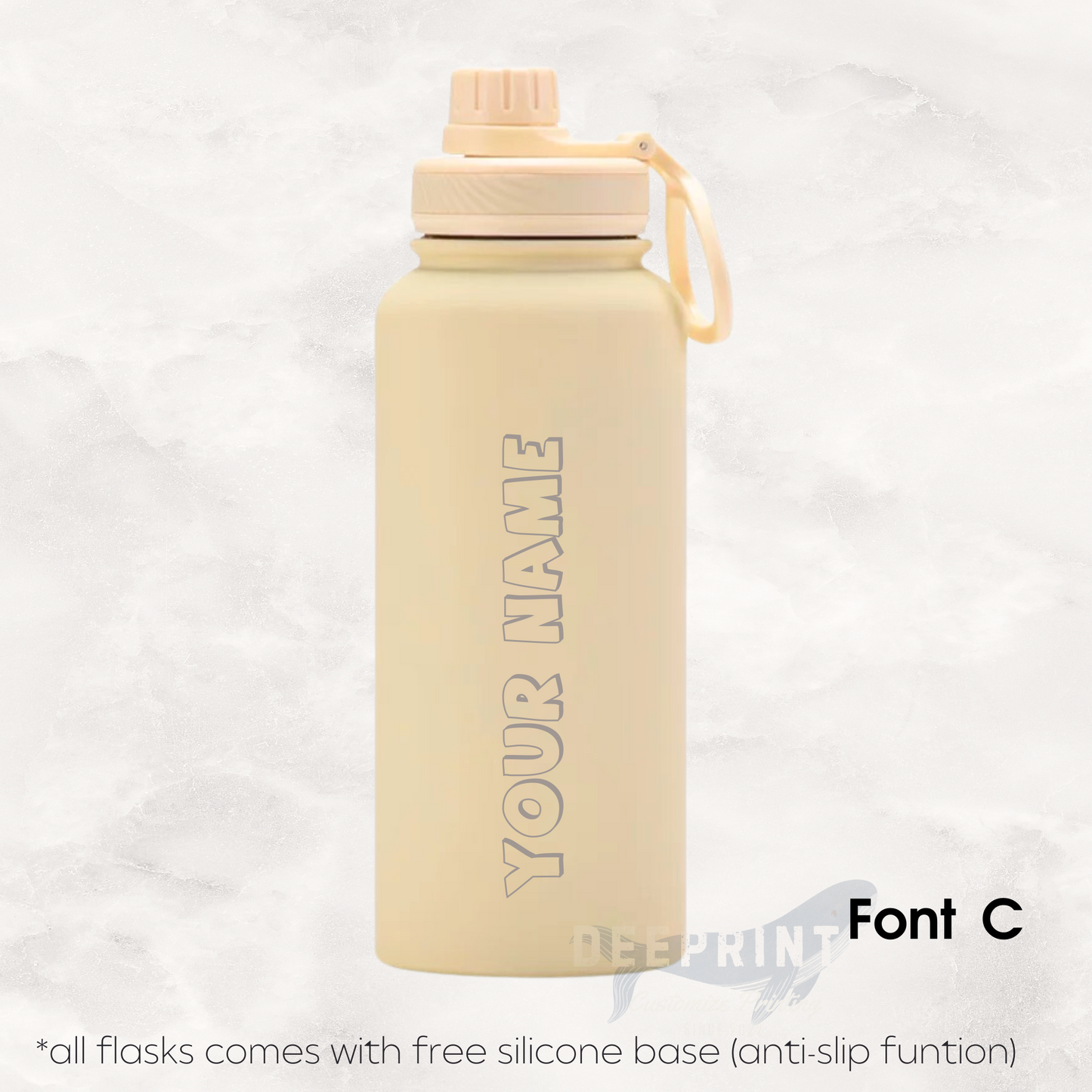 Screw Lid Thermos Flask 1000ml - Cream