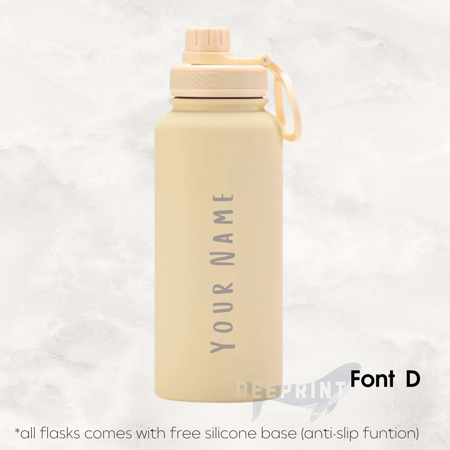 Screw Lid Thermos Flask 1000ml - Cream