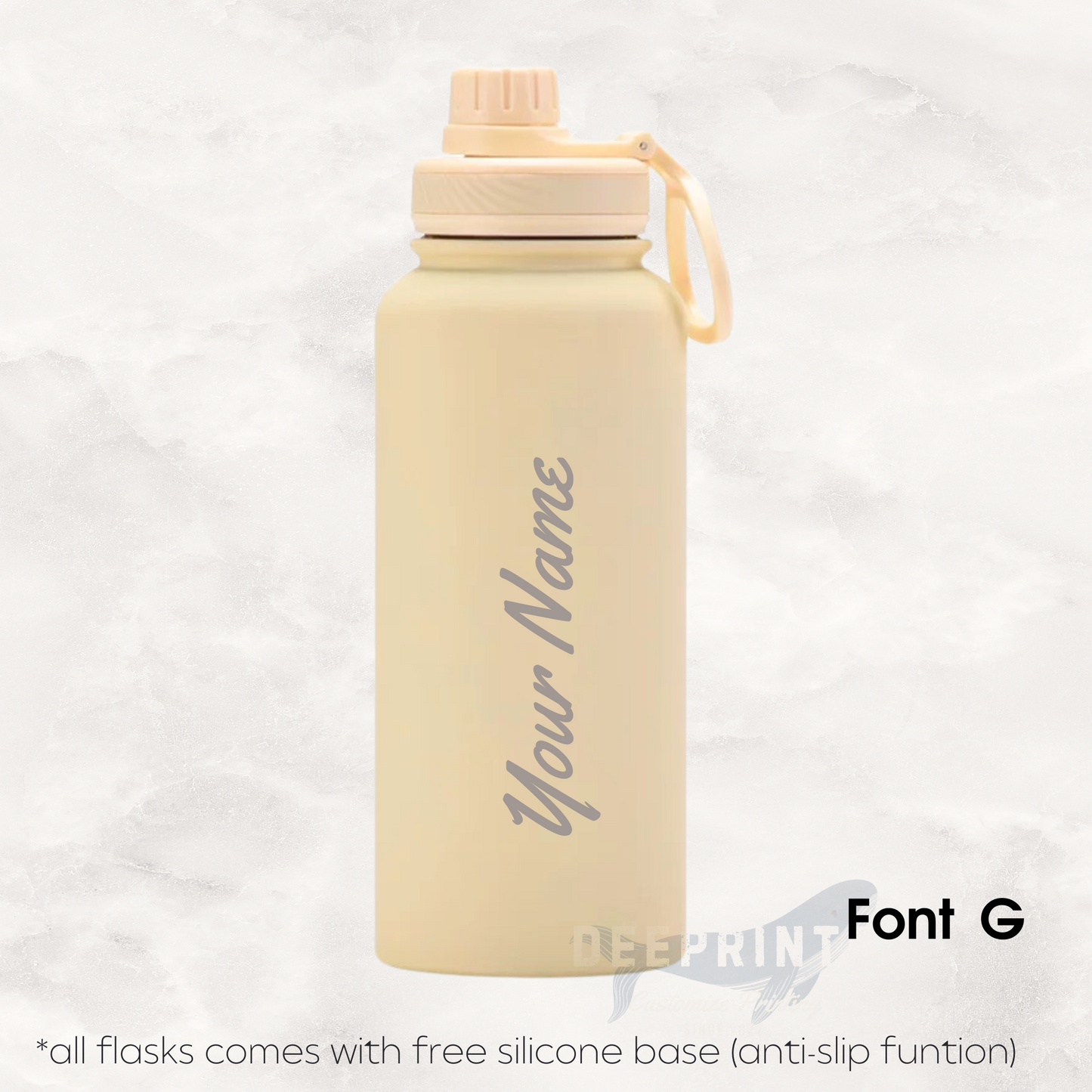 Screw Lid Thermos Flask 1000ml - Cream