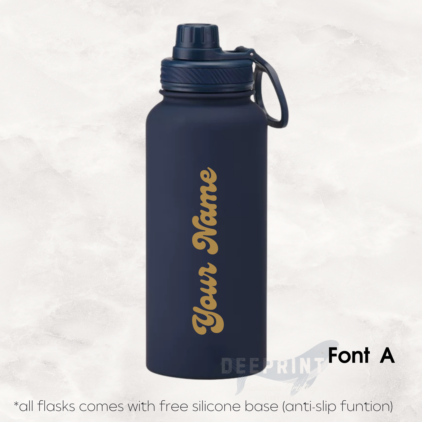 Screw Lid Thermos Flask 1000ml - Navy Blue