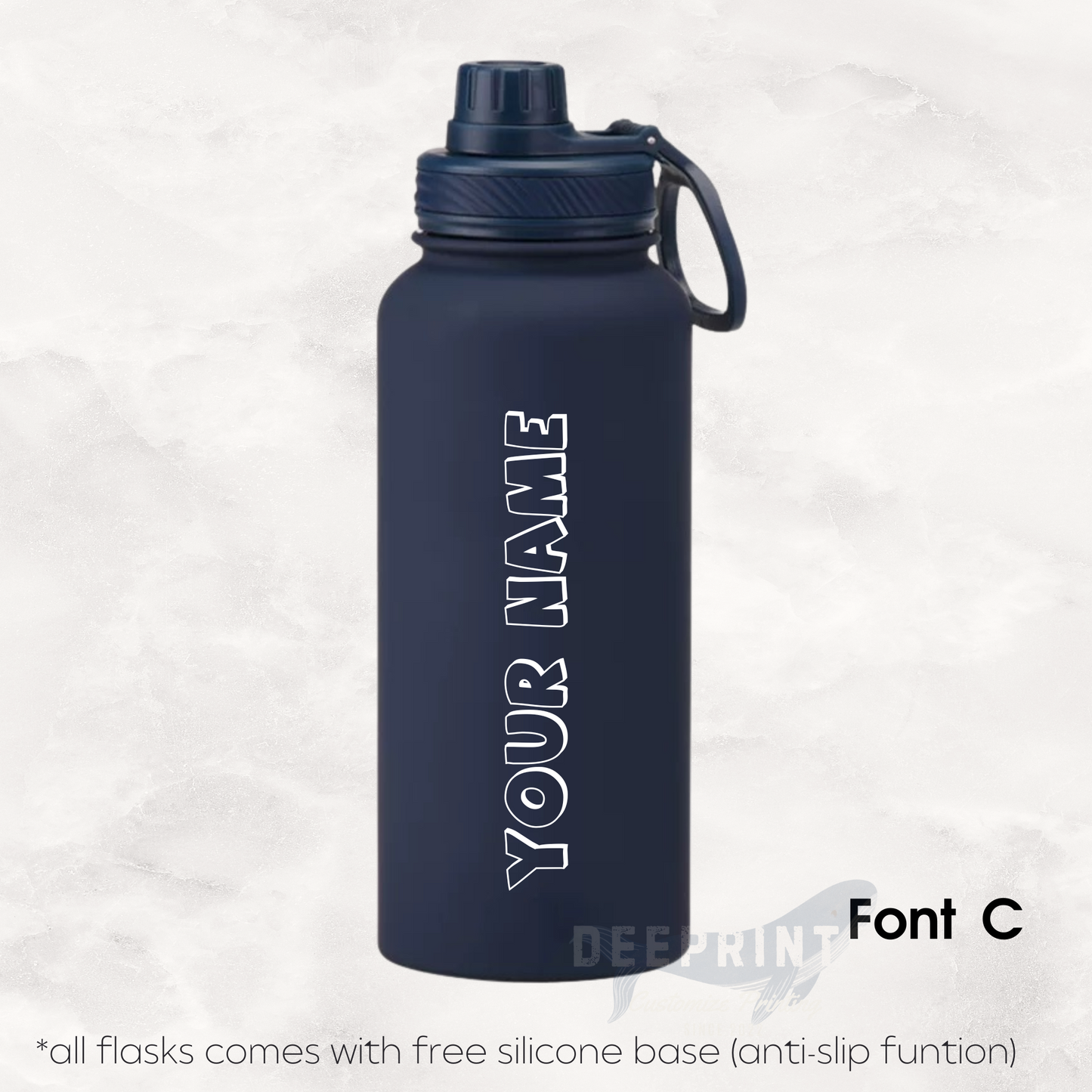 Screw Lid Thermos Flask 1000ml - Navy Blue