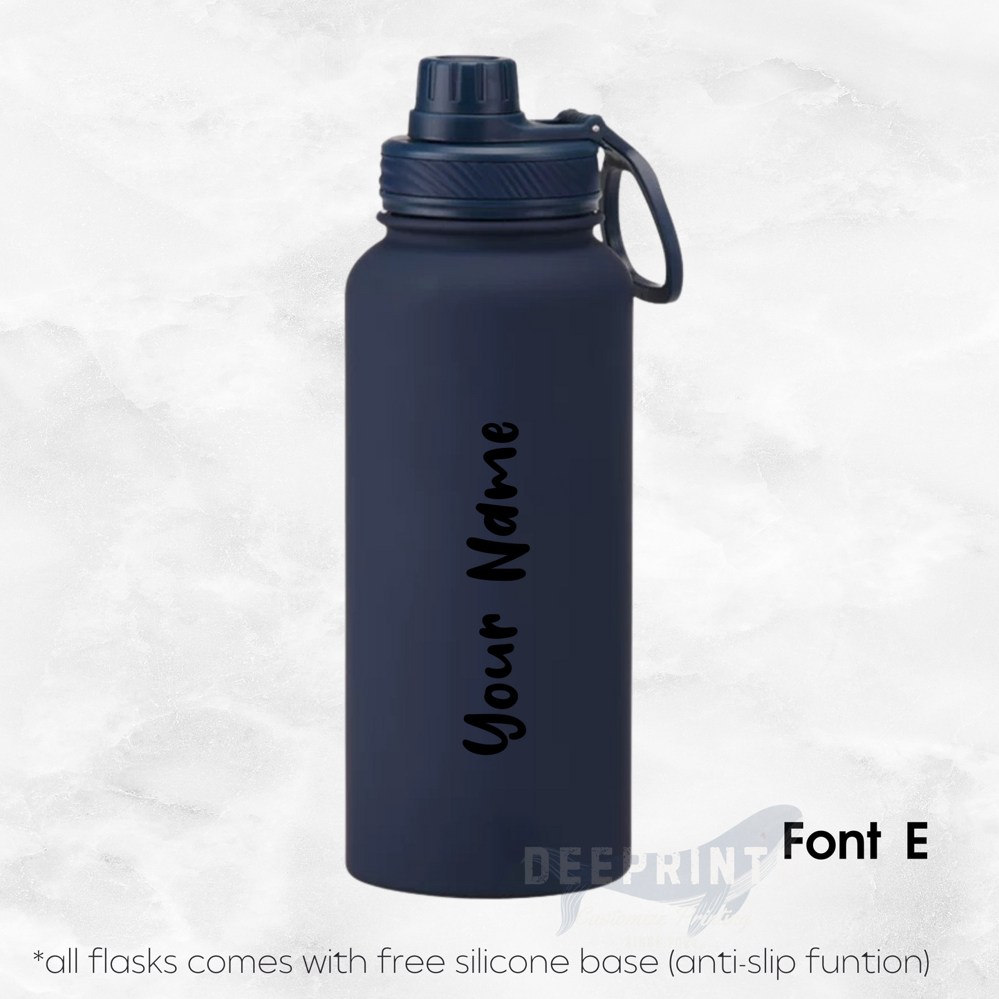 Screw Lid Thermos Flask 1000ml - Navy Blue