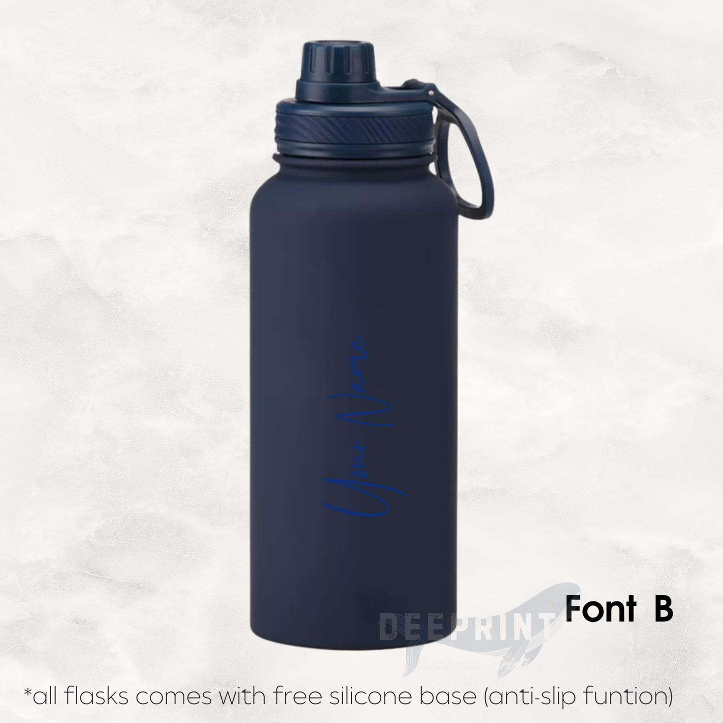 Screw Lid Thermos Flask 1000ml - Navy Blue