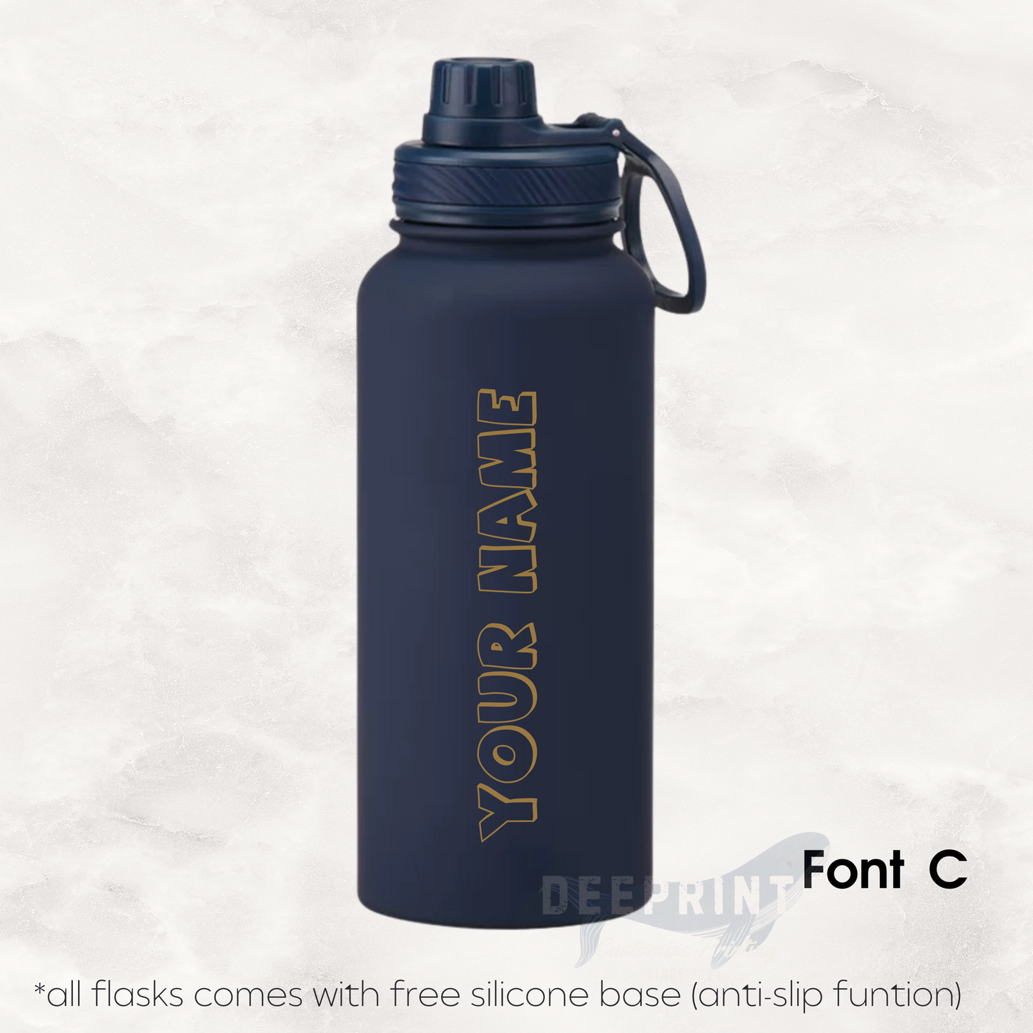 Screw Lid Thermos Flask 1000ml - Navy Blue